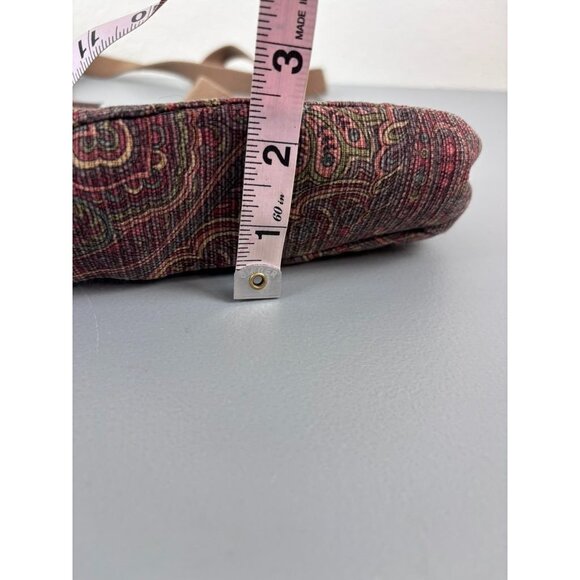 Fossil brand women's crossbody mini bag brown paisley patterned zipper closure - Picture 10 of 10